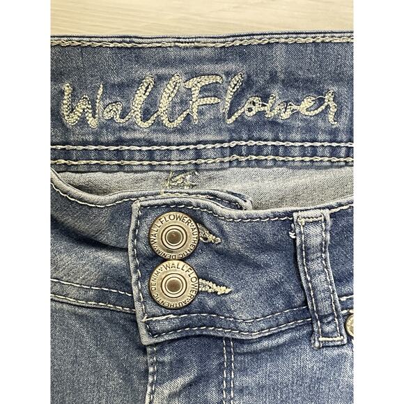 WallFlower Jeans Womens 3 Skinny Stretch Denim Double Button Mid Rise Y2K - Picture 9 of 15